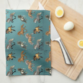 足取りの青のアイスランド人 キッチンタオル (四つ折り)