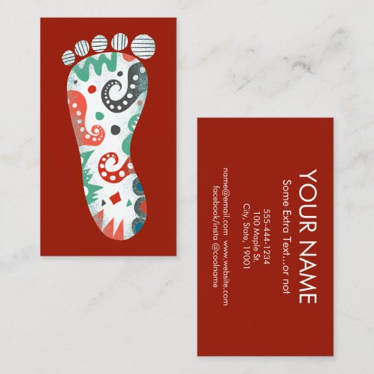 足名刺 – 赤いホワイトアクア 名刺 (正面/裏面)