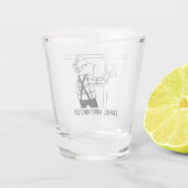 足場と足場の漫画。パーソナライズ。 ショットグラス (裏面)