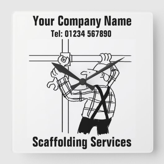 足場業 スクエア壁時計 (正面)