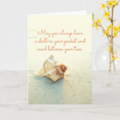 足指の間のポケットサンドのシェルビーチカード カード (黄色い花)