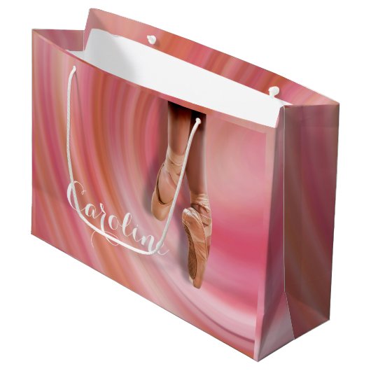 足指の靴を履いたバレエダンサー ラージペーパーバッグ (正面アングル)