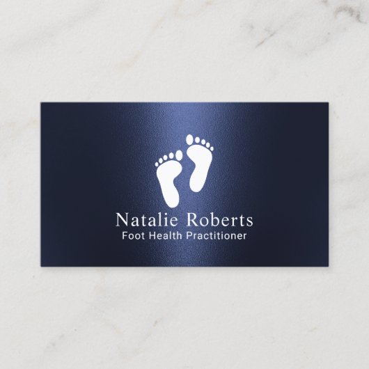 足気にマッサージセラピーネイビーブループラクティショナー 名刺 (正面)