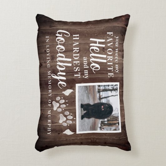 足素朴跡ペパーソナライズされたット記念写真 アクセントクッション (正面(垂直))