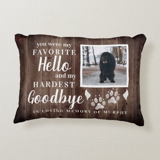 足素朴跡ペパーソナライズされたット記念写真 アクセントクッション (裏面)