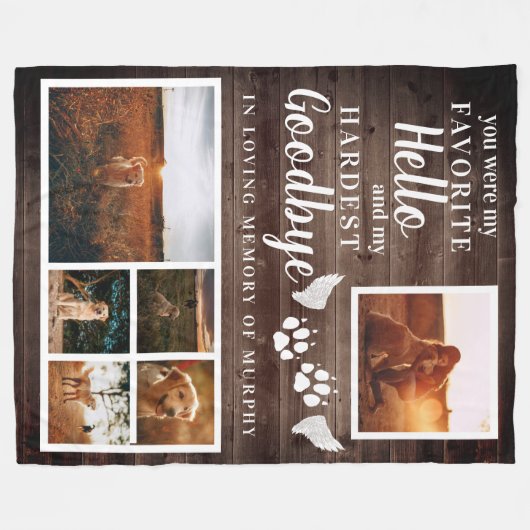 足素朴跡ペパーソナライズされたット記念写真 フリースブランケット (正面(横))