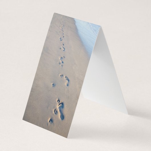 足跡および犬の足は砂で印刷します 名刺 (裏面)