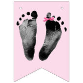 足跡のあるベビーガールシャワー バンティングフラッグ (第1の旗)