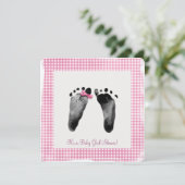 足跡のあるベビーガールシャワー 招待状 (スタンド正面)