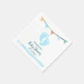 足跡のある男の子の赤ちゃんシャワー スタンダードカクテルナプキン (角)