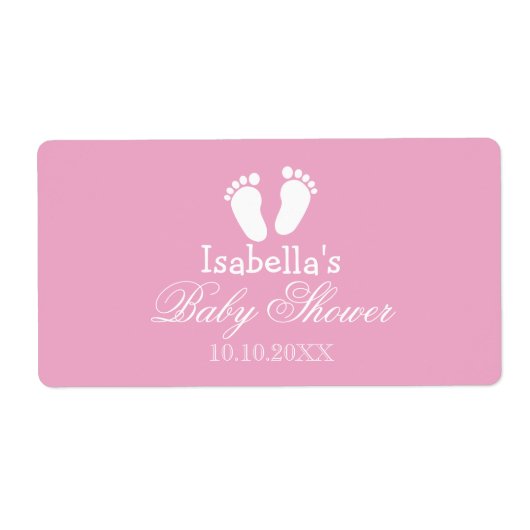 足跡のある赤ちゃんシャワー水ボトルのシール ラベル (正面)