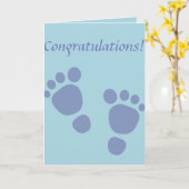 足跡のお祝いの生まれたばかりのな男の子 カード (黄色い花)