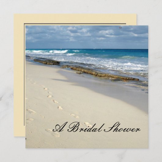 足跡のビーチブライダルシャワー招待状 招待状 (正面/裏面)