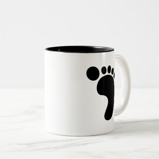 足跡のピクトグラムのマグ ツートーンマグカップ (正面右)