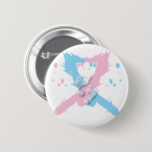 足跡のピンクそして一流のしぶき 缶バッジ (正面&裏面)