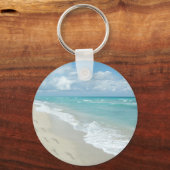 足跡のホワイトサンディビーチ、風光明媚なアクアブルー キーホルダー (裏面)