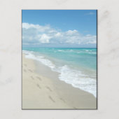 足跡のホワイトサンディビーチ、風光明媚なアクアブルー ポストカード (正面)