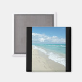 足跡のホワイトサンディビーチ、風光明媚なアクアブルー マグネット (正面/裏面)