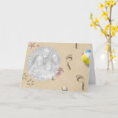 足跡はビーチ カード (黄色い花)