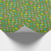 足跡カラフルのパターン ラッピングペーパー (角)