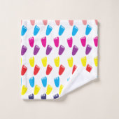 足跡カラフル数 バスタオルセット (ウォッシュタオル)