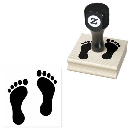 足跡デザイン木製スタンプ ラバースタンプ (押印)