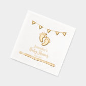 足跡パーソナライズされた付き赤ちゃんシャワー 箔ナプキン (左)