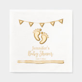 足跡パーソナライズされた付き赤ちゃんシャワー 箔ナプキン (正面)