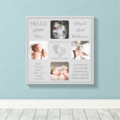 足跡マルチフォトグレー誕生記念 キャンバスプリント (インサイチュ (ウッドフロア))