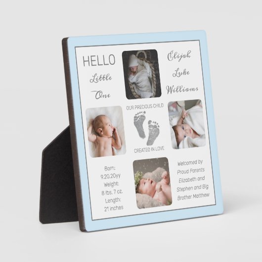 足跡マルチフォトブルー誕生記念 フォトプラーク (正面)