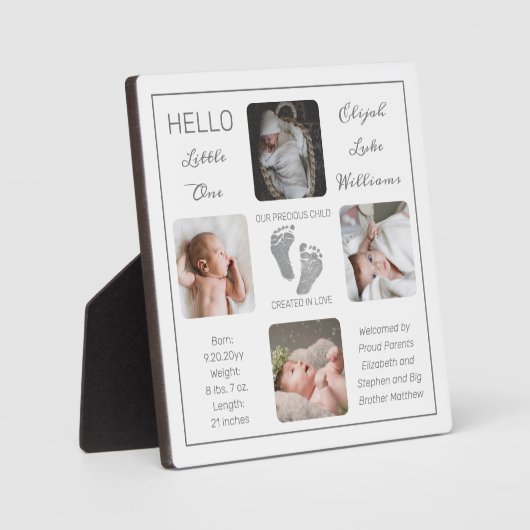 足跡マルチフォトホワイト誕生記念 フォトプラーク (正面)