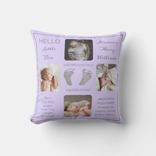 足跡マルチフォトラベンダー誕生キープサケ クッション (正面)