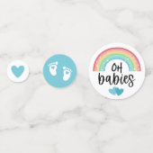 足跡レインボーブルーボーイズ双子ベビーシャワー コンフェッティ (裏面)