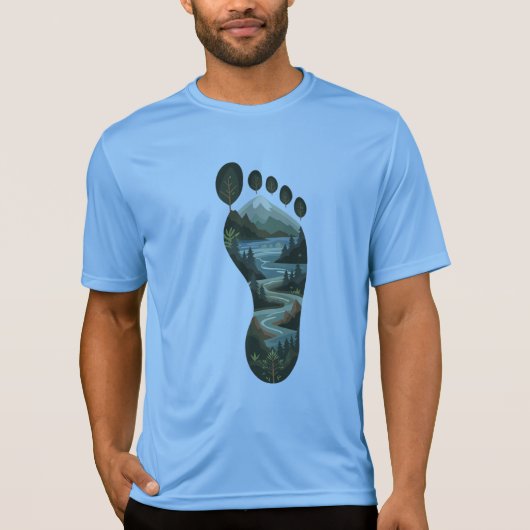 足跡離れのみ – 自然地球の日のエコ Tシャツ (正面)