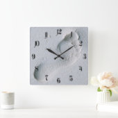 足跡 スクエア壁時計 (ホーム)