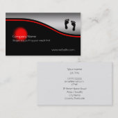 足跡、赤い点、金属効果 名刺 (正面/裏面)