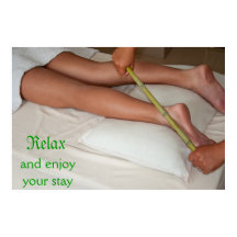 足首の竹マッサージ