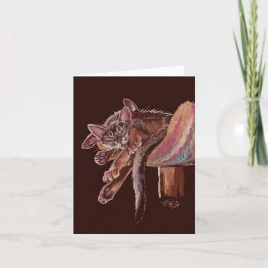 "足"の居眠りのアビシニア猫 カード (正面)