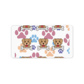 足、ペット、犬、ピンク、住所 シールに戻る ラベル (正面)