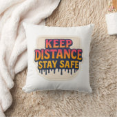 「距保離 – ステイ・セーフ」ドリップ文字やる気を起こさせる クッション (ブランケット)