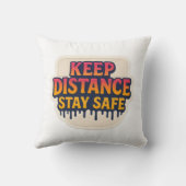 「距保離 – ステイ・セーフ」ドリップ文字やる気を起こさせる クッション (裏面)