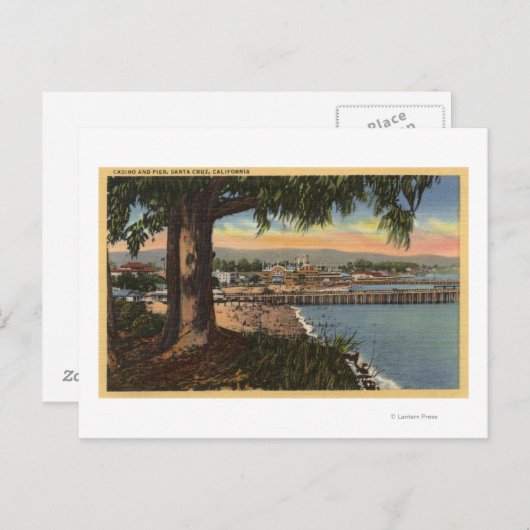 距離からのカジノとピアの表示 ポストカード (正面/裏面)