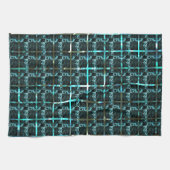 距離から、水色の魚のスケール、緊密なチェスを見る キッチンタオル (横)