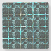 距離から、水色の魚のスケール、緊密なチェスを見る ストーンコースター (正面)