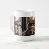 路上でコーヒーを飲む猫 コーヒーマグカップ (正面左)