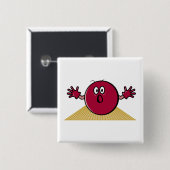 路地のおもしろい漫画を見下ろす怖いボウリングボール 缶バッジ (正面&裏面)