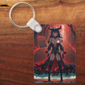 路地裏の交差点に現れたアニメの悪魔娘 キーホルダー (正面)