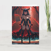 路地裏の交差点に現れたアニメの悪魔娘 サンキューカード (正面)