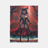 路地裏の交差点に現れたアニメの悪魔娘 フリースブランケット (正面)