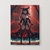 路地裏の交差点に現れたアニメの悪魔娘 缶バッジ (正面)